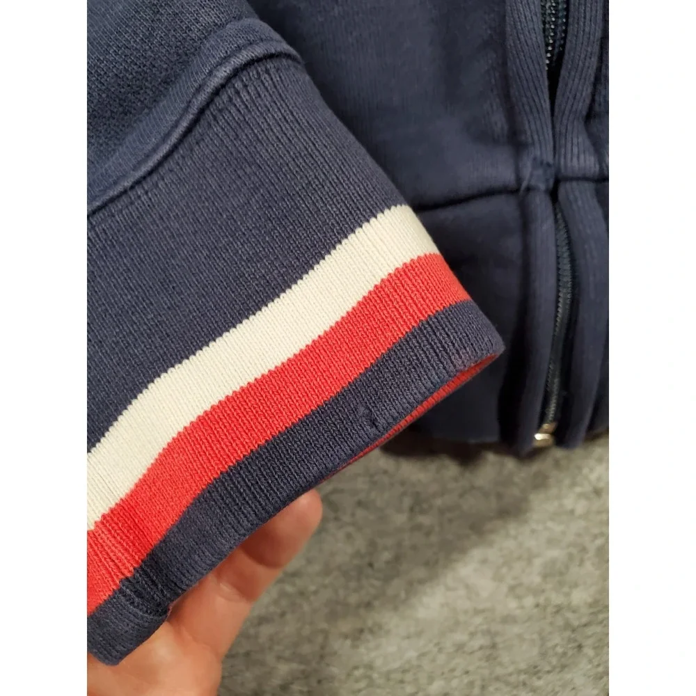 VTG Y2K Abercrombie & Fitch Jacket Mens Large Navy Varsity Bomber Zip Up Patch